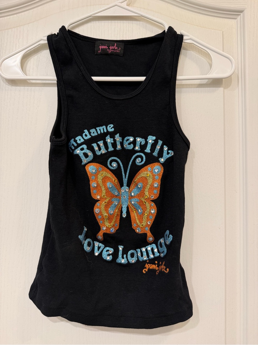 Girls' Black Tank Top with Orange & Blue Butterflye Graphic - Juniors?